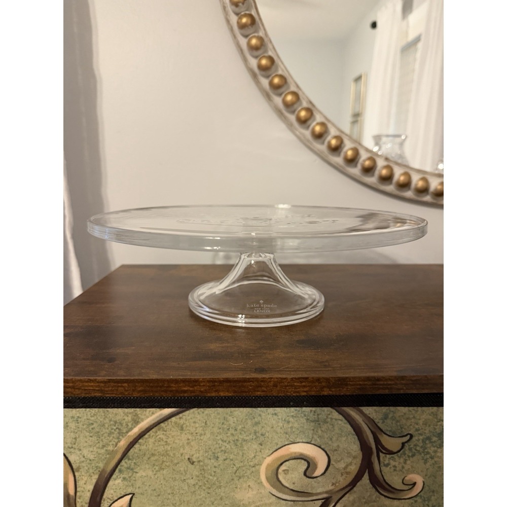 Kate Spade Lenox Eat Cake For Breakfast Glass Cake Stand Pedestal 12"